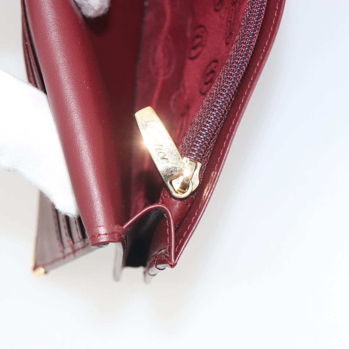 CARTIER Must Line Long Wallet Leather Bordeaux Gold Auth am12322V