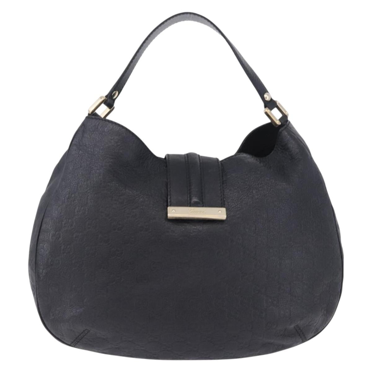 GUCCI GuccissimaGG Shoulder Bag Leather Black Gold Tone 233604 Auth am12324V