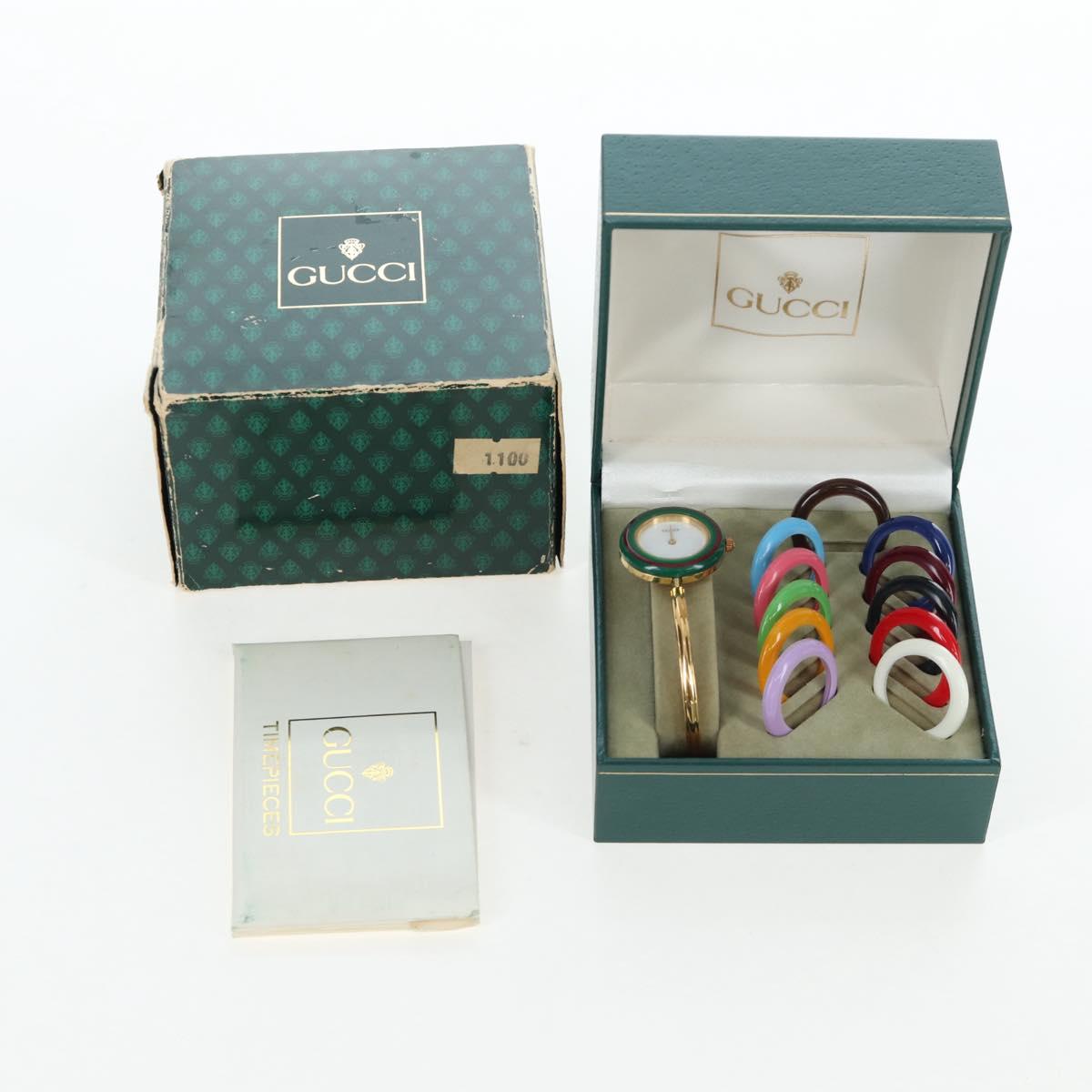 GUCCI Change Vezel Web Sherry Line Watches Metal Gold Auth am12326M
