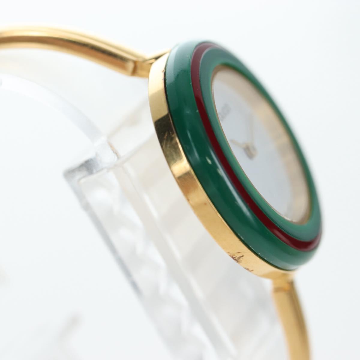 GUCCI Change Vezel Web Sherry Line Watches Metal Gold Auth am12326M
