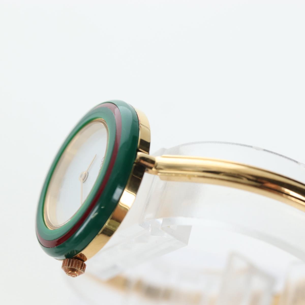 GUCCI Change Vezel Web Sherry Line Watches Metal Gold Auth am12326M