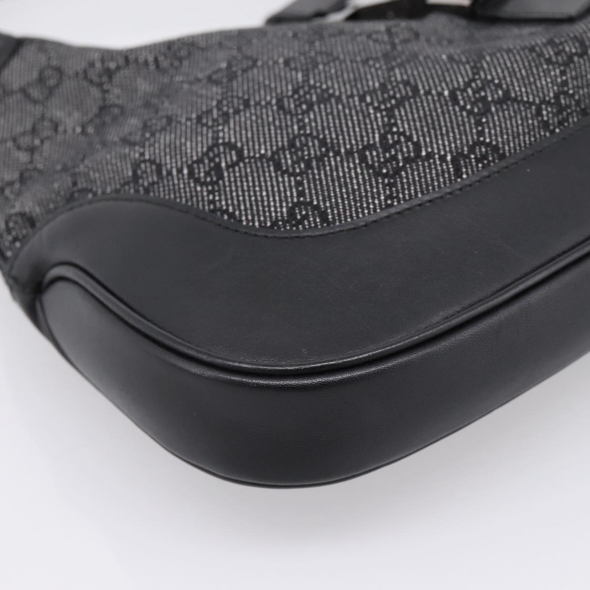GUCCI GG Canvas Jackie Shoulder Bag Black Silver 00963 Auth am12328V