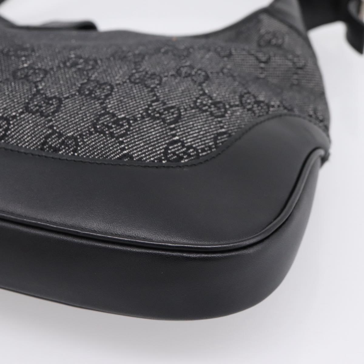 GUCCI GG Canvas Jackie Shoulder Bag Black Silver 00963 Auth am12328V