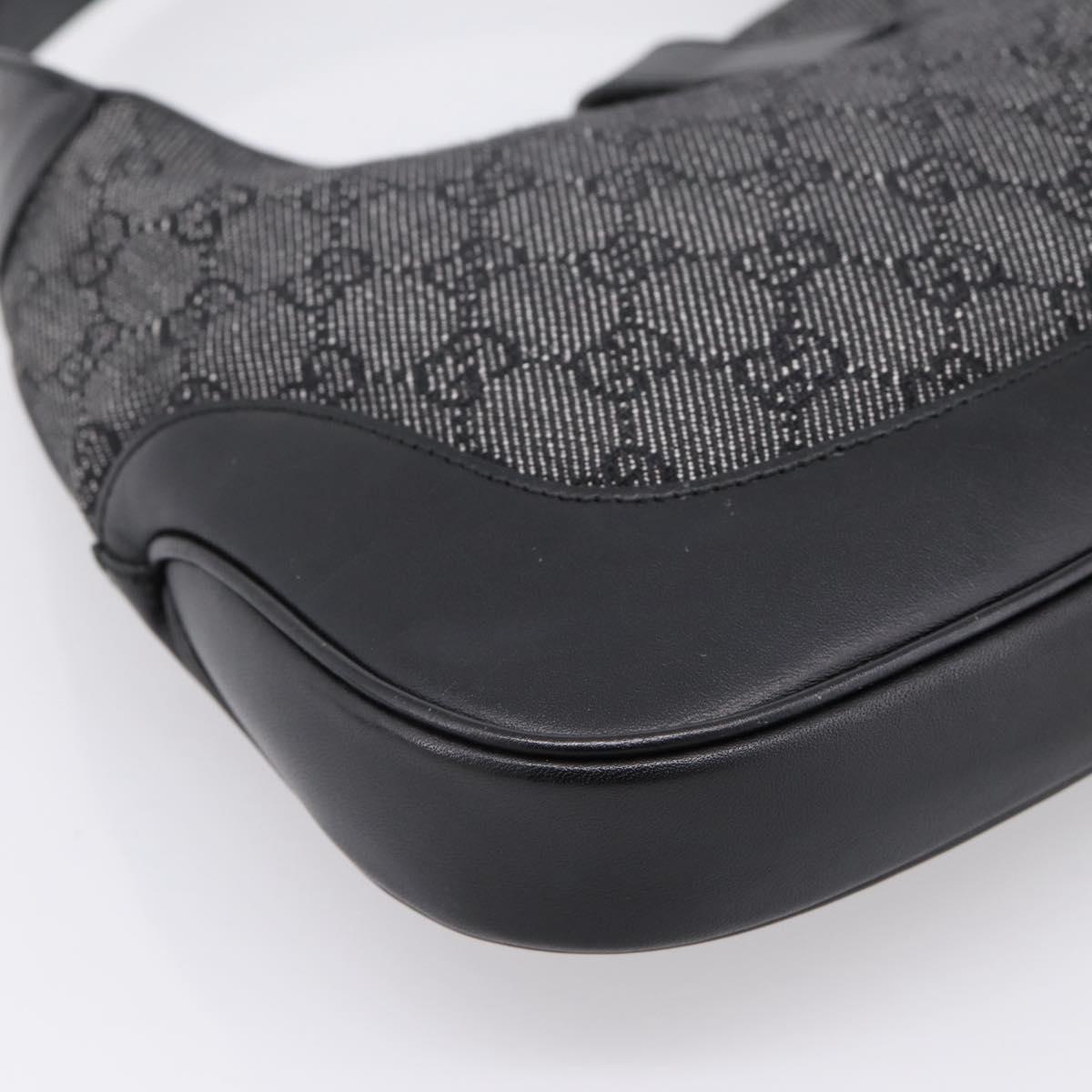 GUCCI GG Canvas Jackie Shoulder Bag Black Silver 00963 Auth am12328V