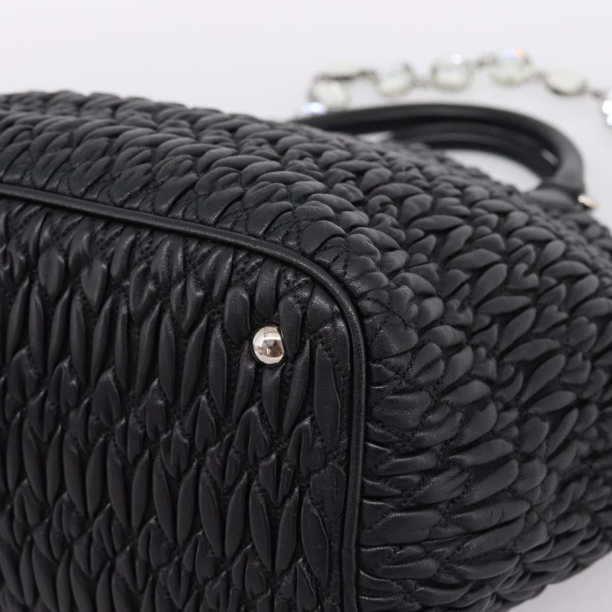 Miu Miu Matelasse Hand Bag Leather 2way Silver Black Auth am12329V