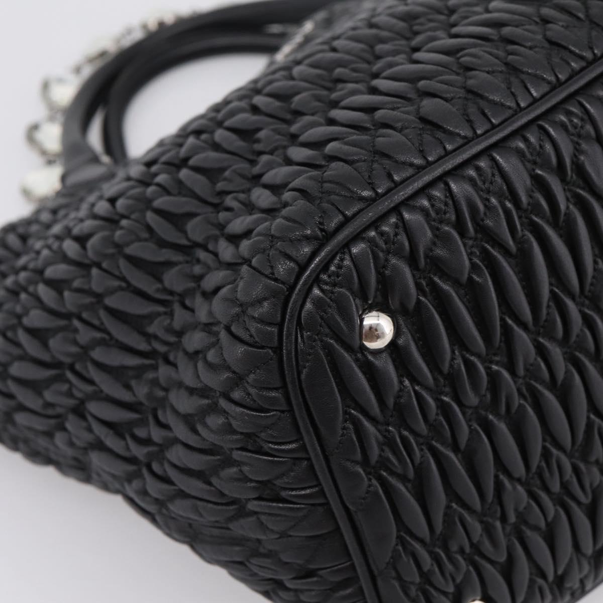 Miu Miu Matelasse Hand Bag Leather 2way Silver Black Auth am12329V