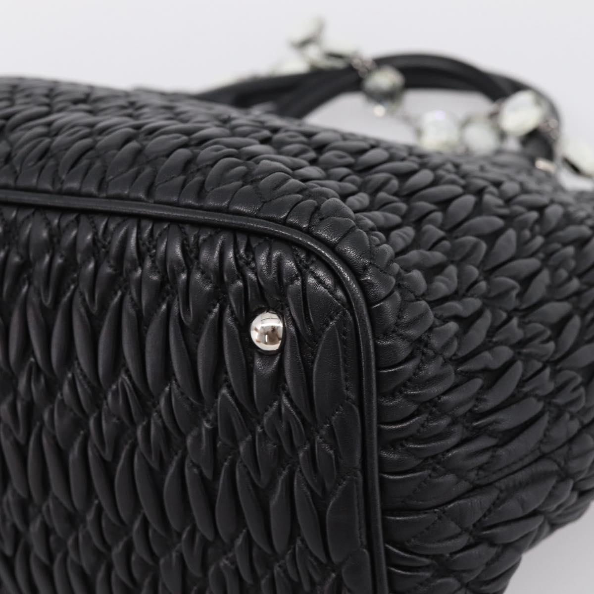 Miu Miu Matelasse Hand Bag Leather 2way Silver Black Auth am12329V