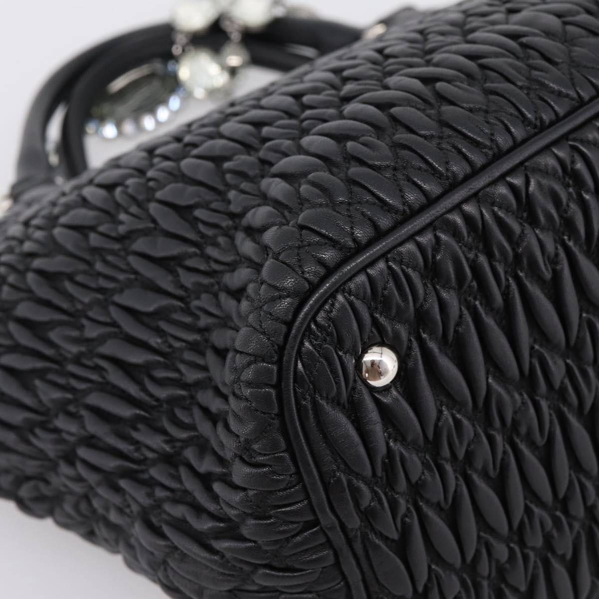 Miu Miu Matelasse Hand Bag Leather 2way Silver Black Auth am12329V