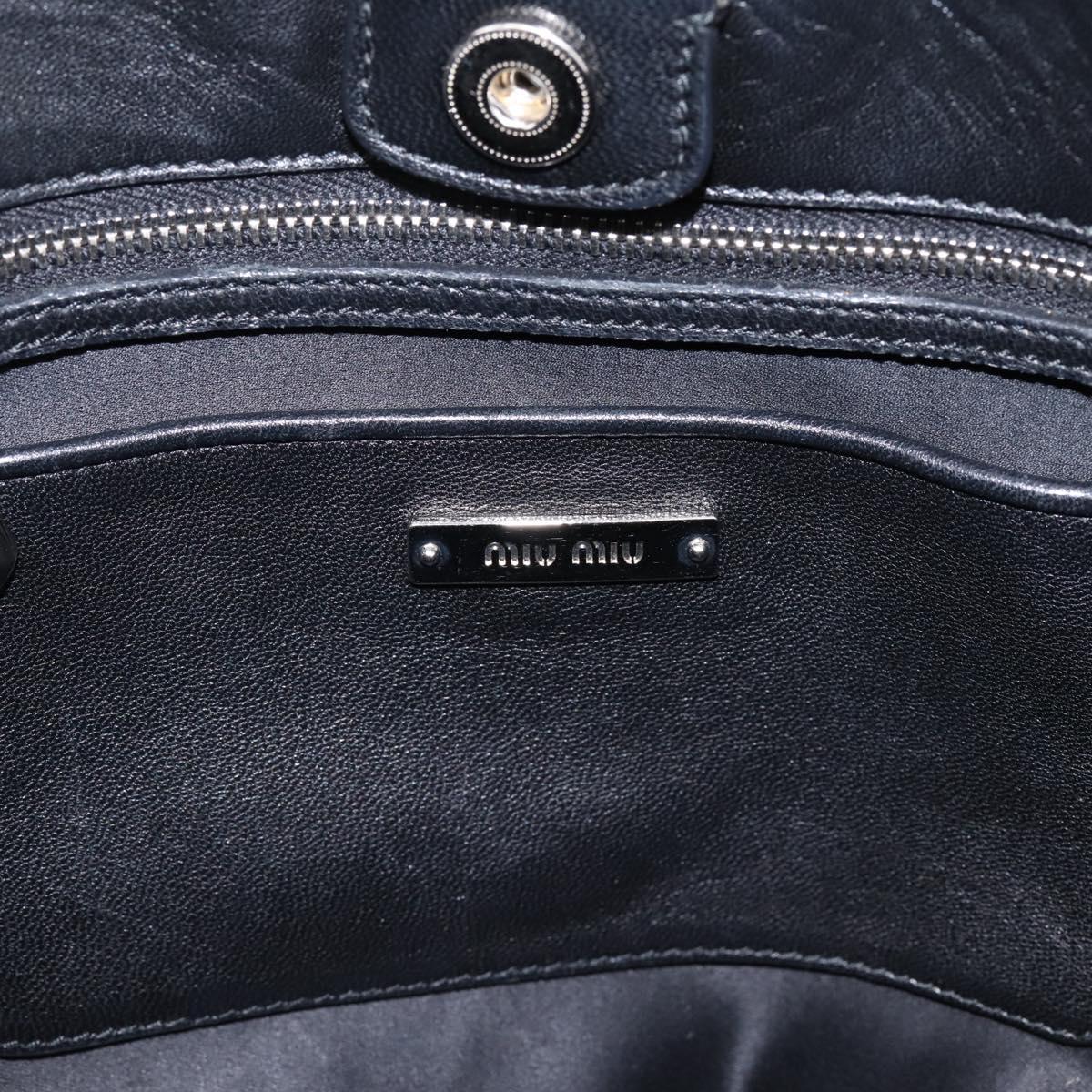 Miu Miu Matelasse Hand Bag Leather 2way Silver Black Auth am12329V