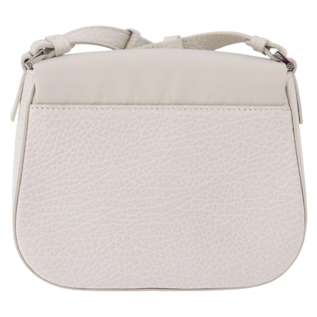 Maison Margiela Shoulder Bag Leather White Silver Auth am12334M