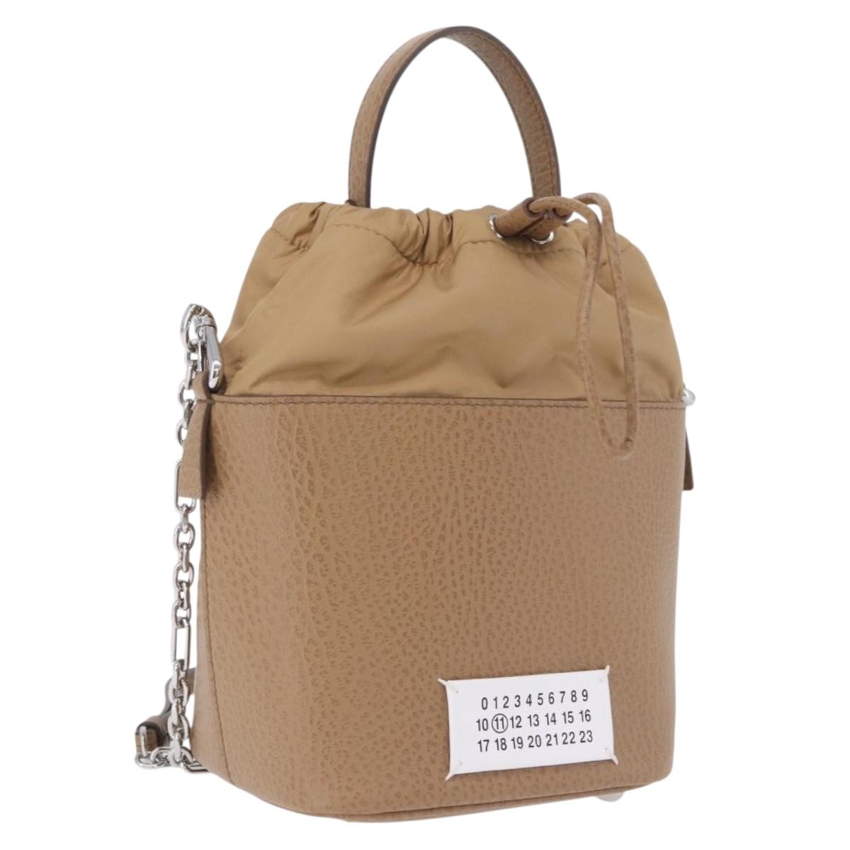 Maison Margiela Purse Chain Shoulder Bag Leather 2way Beige Silver Auth am12335M