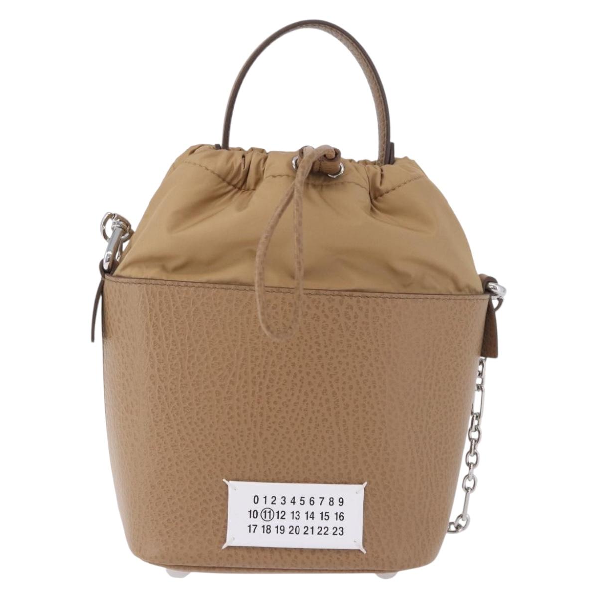 Maison Margiela Purse Chain Shoulder Bag Leather 2way Beige Silver Auth am12335M