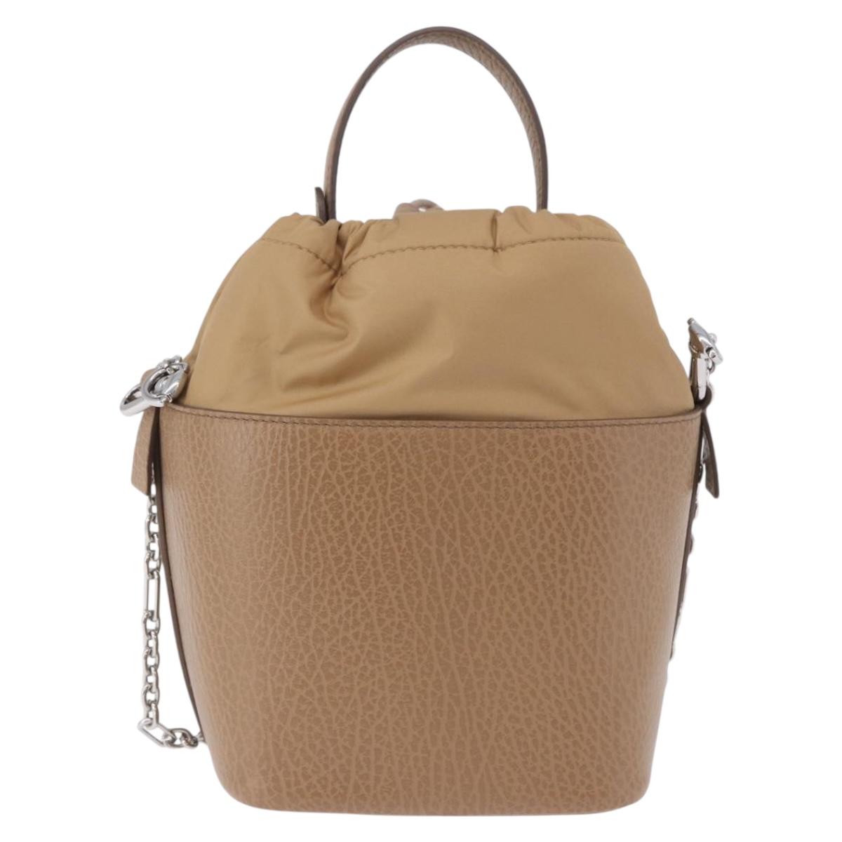 Maison Margiela Purse Chain Shoulder Bag Leather 2way Beige Silver Auth am12335M