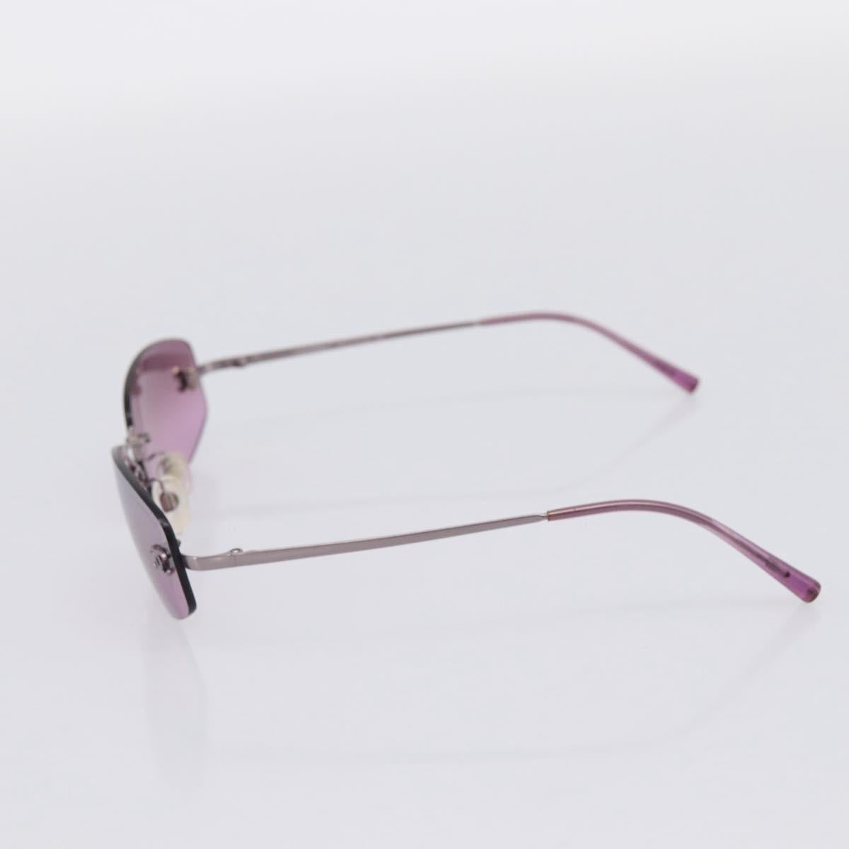 CHANEL CC Rimless Sunglasses Metal Purple Silver CC Auth am12336M