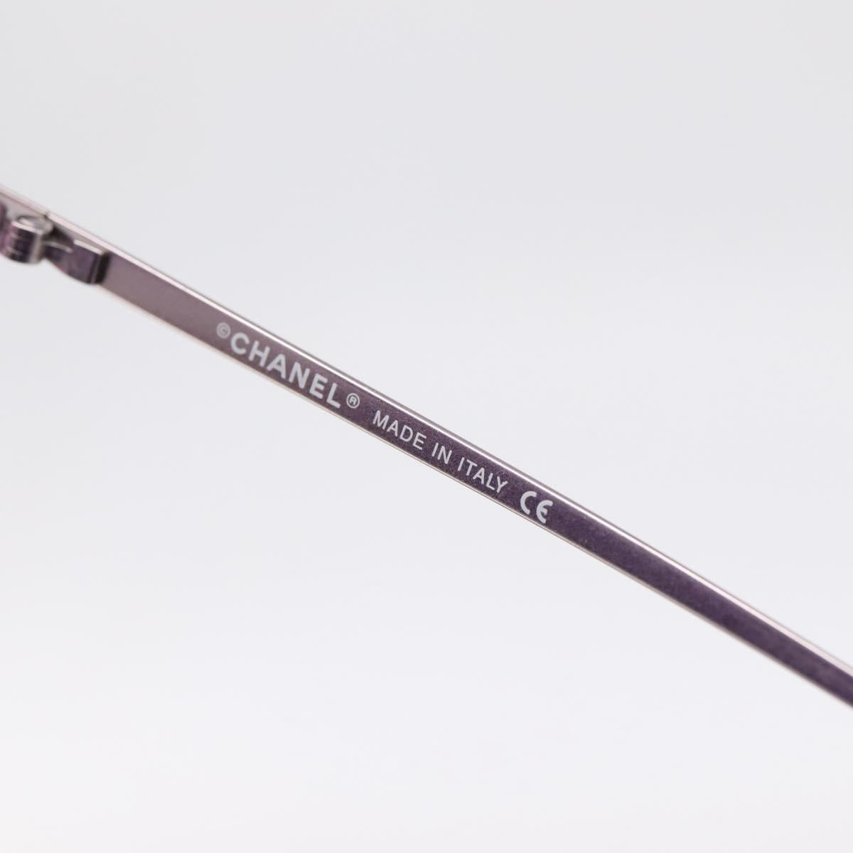 CHANEL CC Rimless Sunglasses Metal Purple Silver CC Auth am12336M