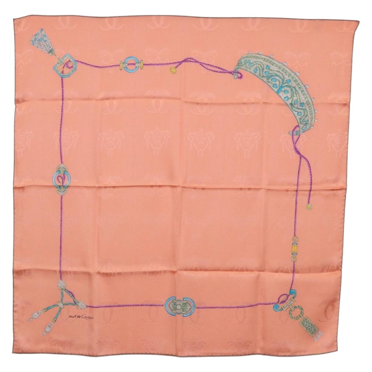 CARTIER Scarf Silk Pink Auth am12338M