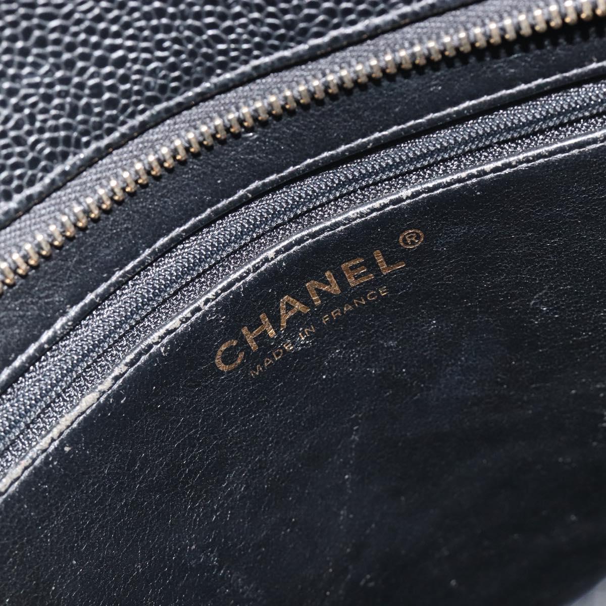 CHANEL Standard Tote Bag Caviar Skin Black Gold CC Auth am12339SAM