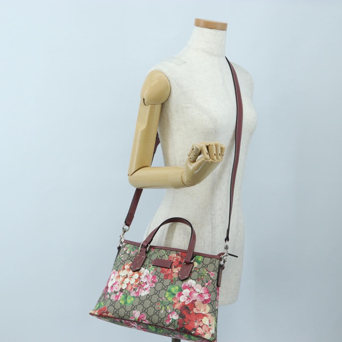 GUCCI GG Blooms Floral Hand Bag PVC Leather Beige Pink 429019 Auth am12340V