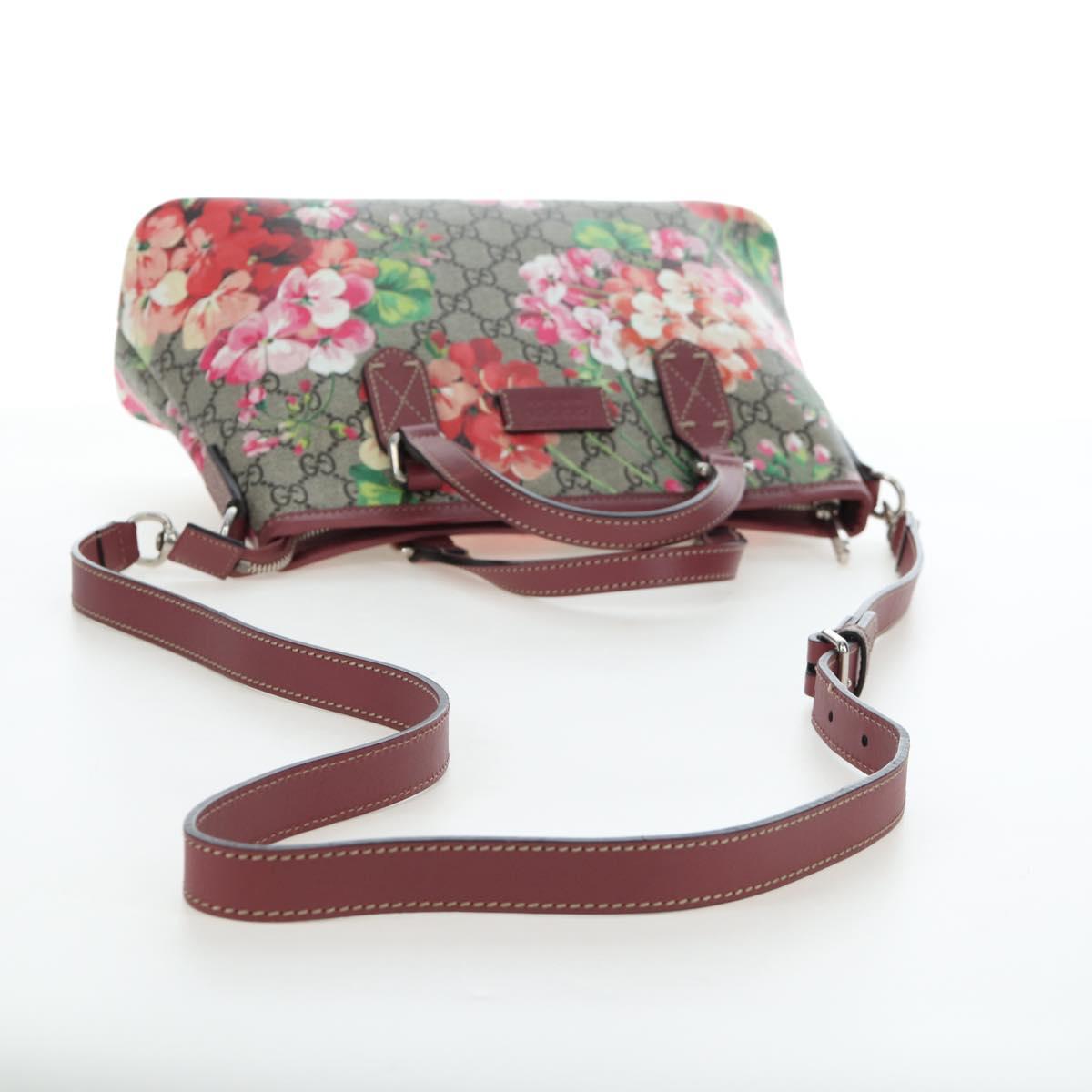 GUCCI GG Blooms Floral Hand Bag PVC Leather Beige Pink 429019 Auth am12340V