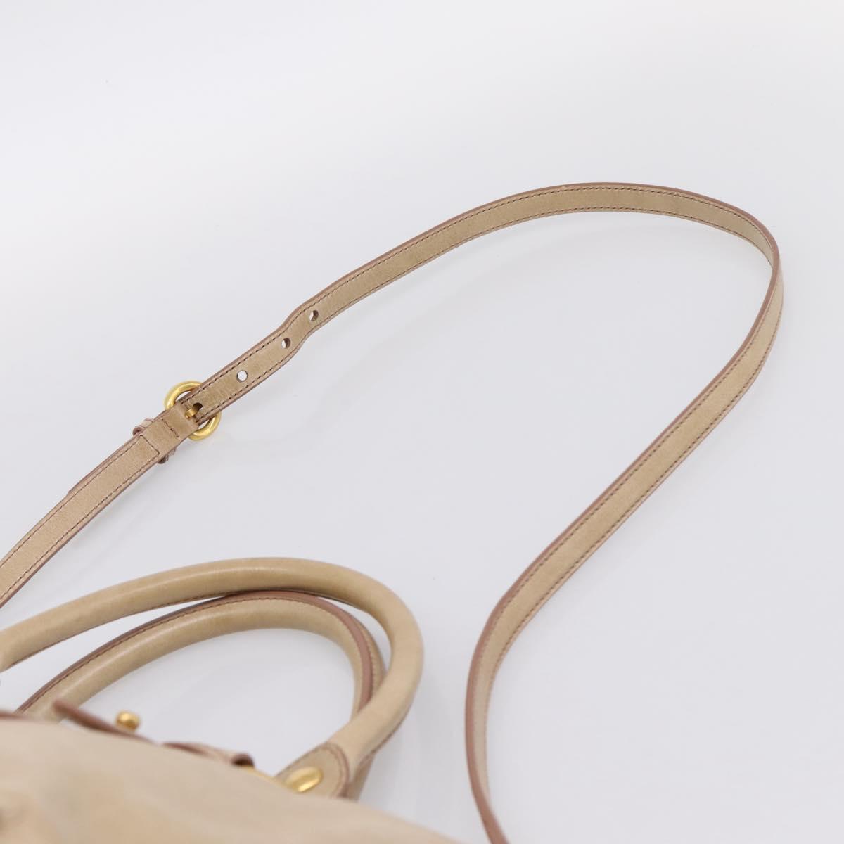 Miu Miu Hand Bag Leather 2way Beige Gold Auth am12341V