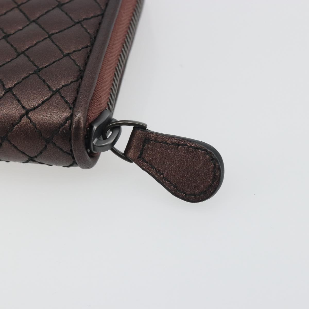 BOTTEGA VENETA Round Long Wallet Leather Brown Auth am12343V