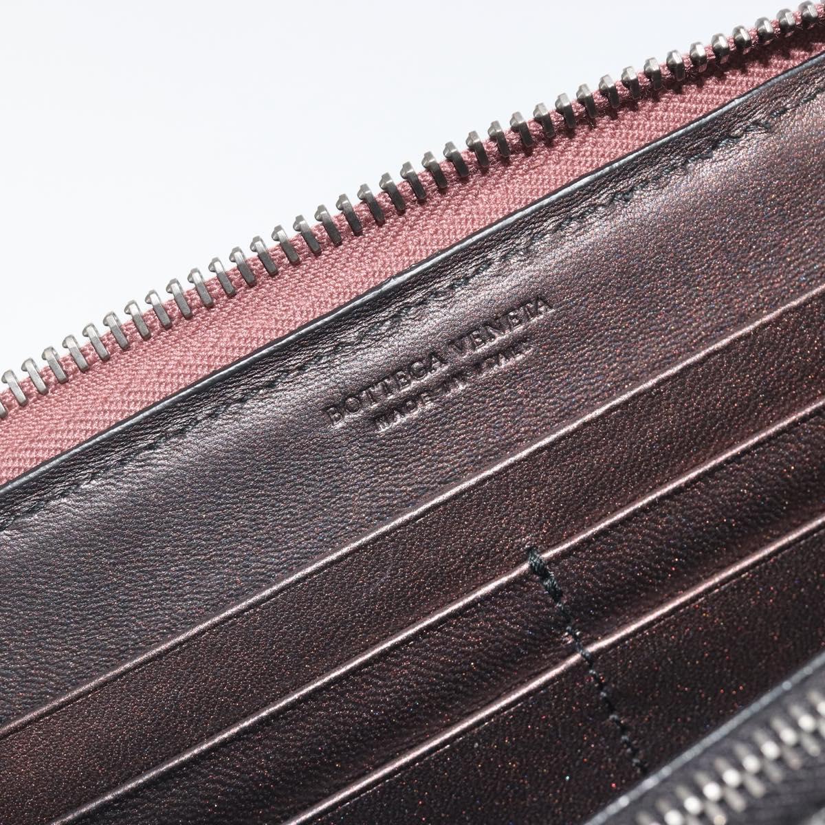 BOTTEGA VENETA Round Long Wallet Leather Brown Auth am12343V