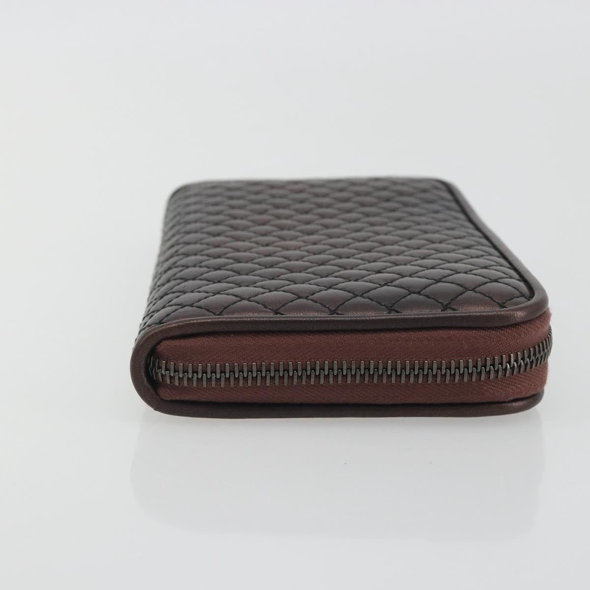 BOTTEGA VENETA Round Long Wallet Leather Brown Auth am12343V