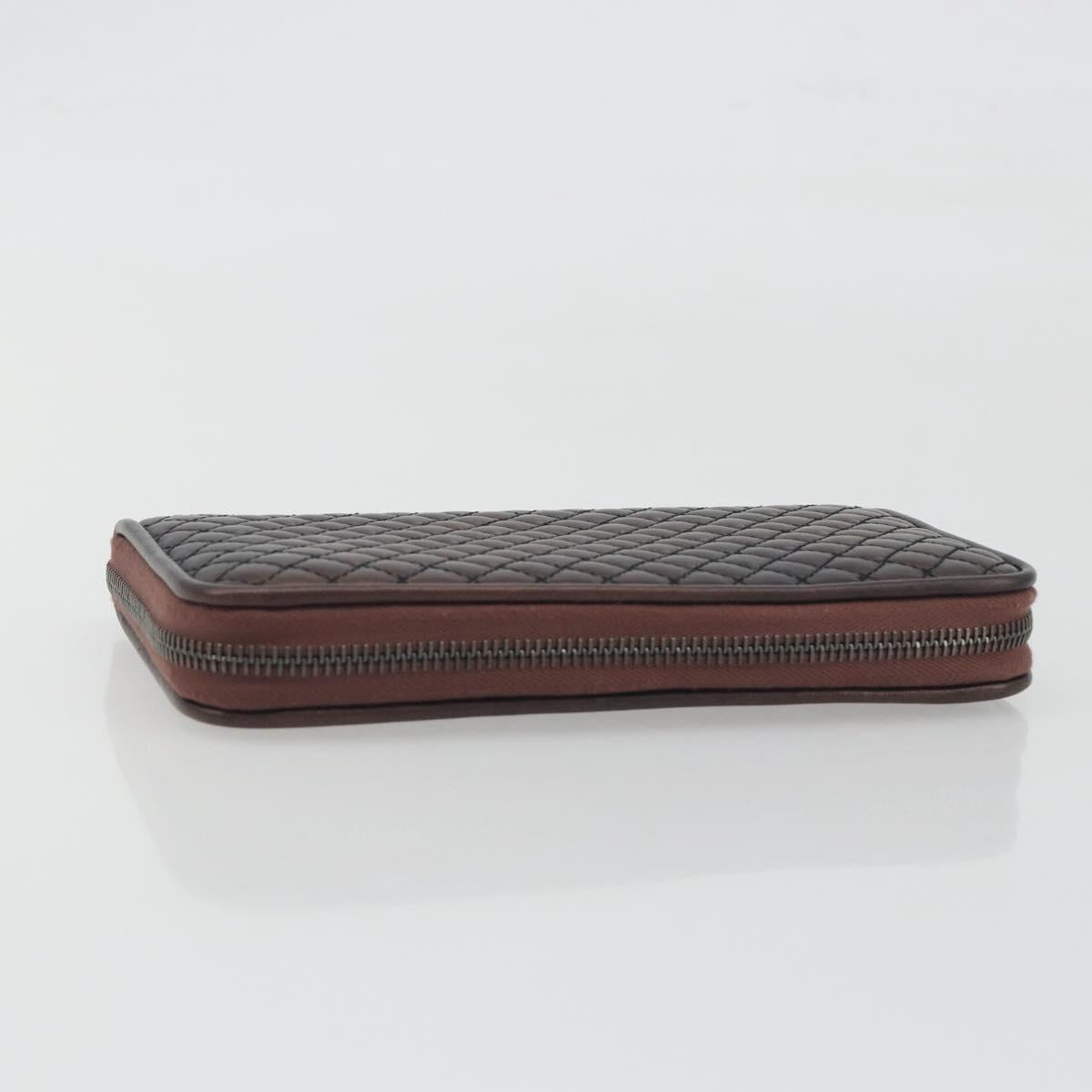BOTTEGA VENETA Round Long Wallet Leather Brown Auth am12343V