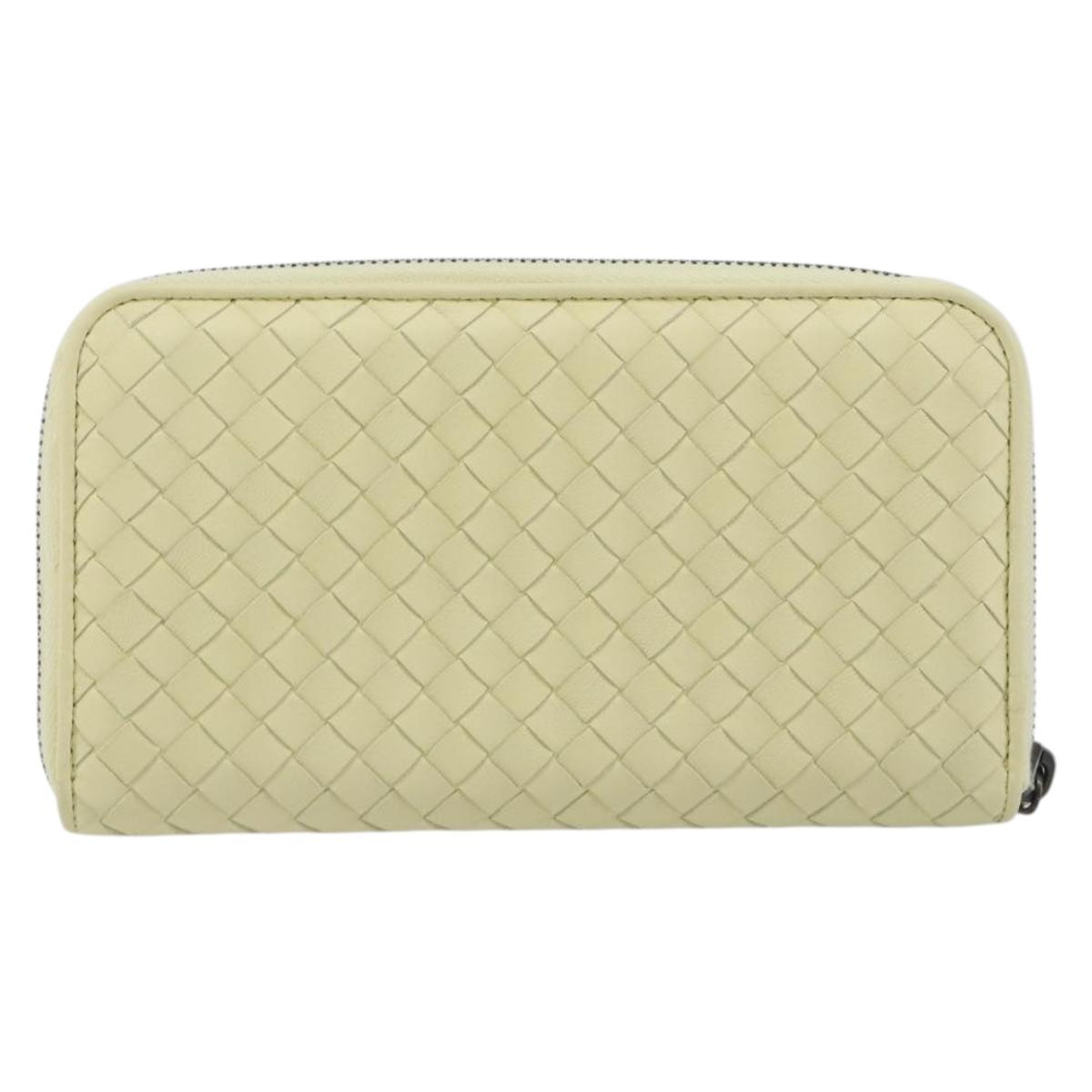 BOTTEGA VENETA INTRECCIATO Round Long Wallet Leather Yellow Auth am12344V
