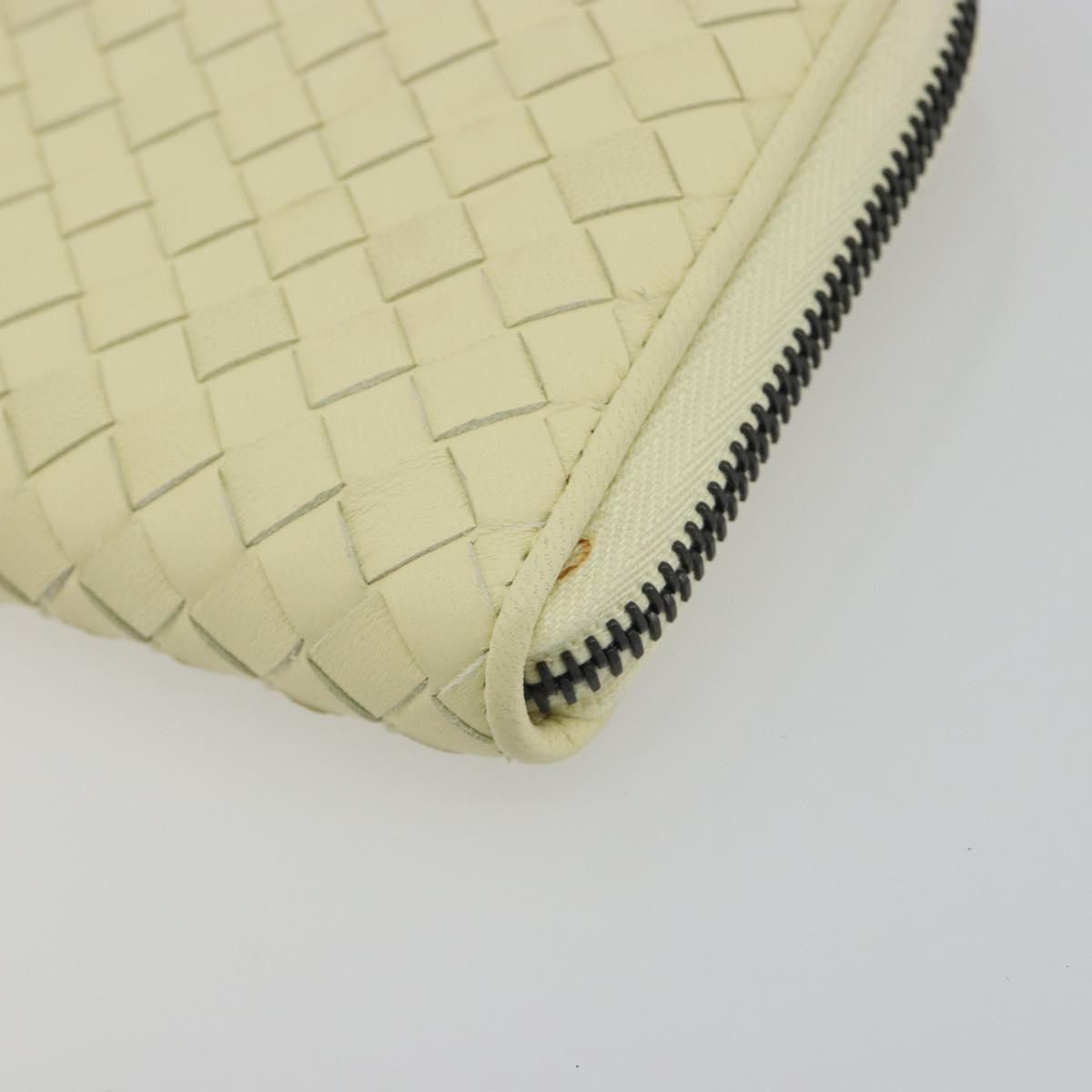 BOTTEGA VENETA INTRECCIATO Round Long Wallet Leather Yellow Auth am12344V