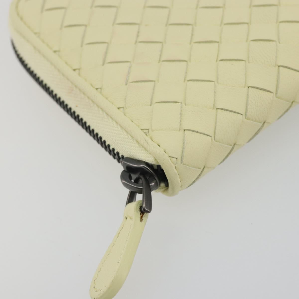 BOTTEGA VENETA INTRECCIATO Round Long Wallet Leather Yellow Auth am12344V