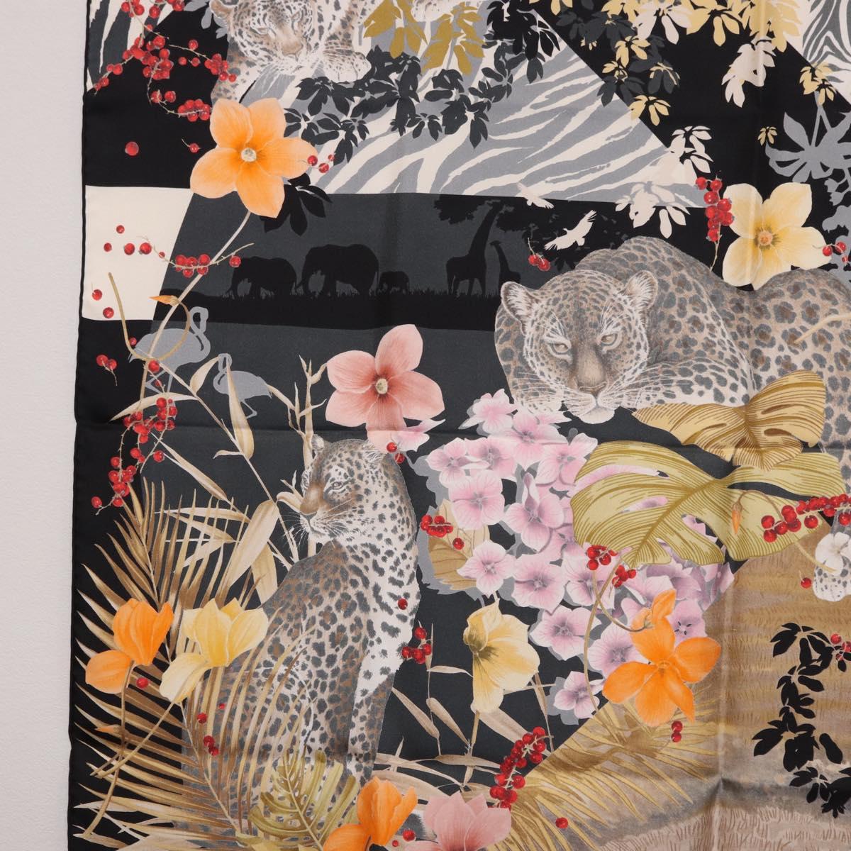 Salvatore Ferragamo Leopard Scarf Silk Multicolor Auth am12346M