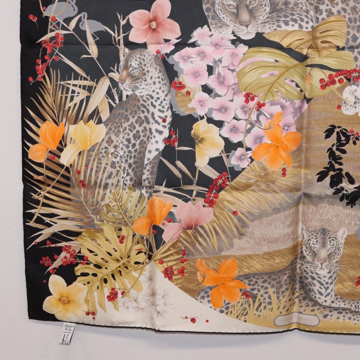 Salvatore Ferragamo Leopard Scarf Silk Multicolor Auth am12346M