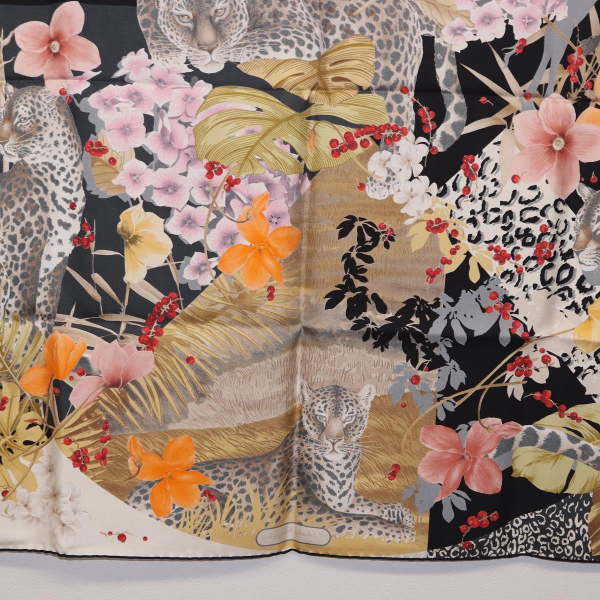 Salvatore Ferragamo Leopard Scarf Silk Multicolor Auth am12346M