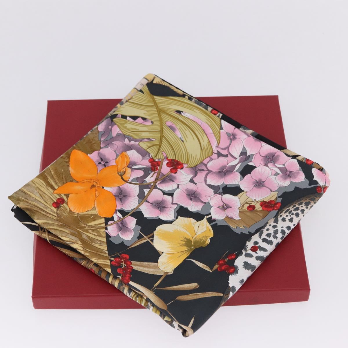 Salvatore Ferragamo Leopard Scarf Silk Multicolor Auth am12346M