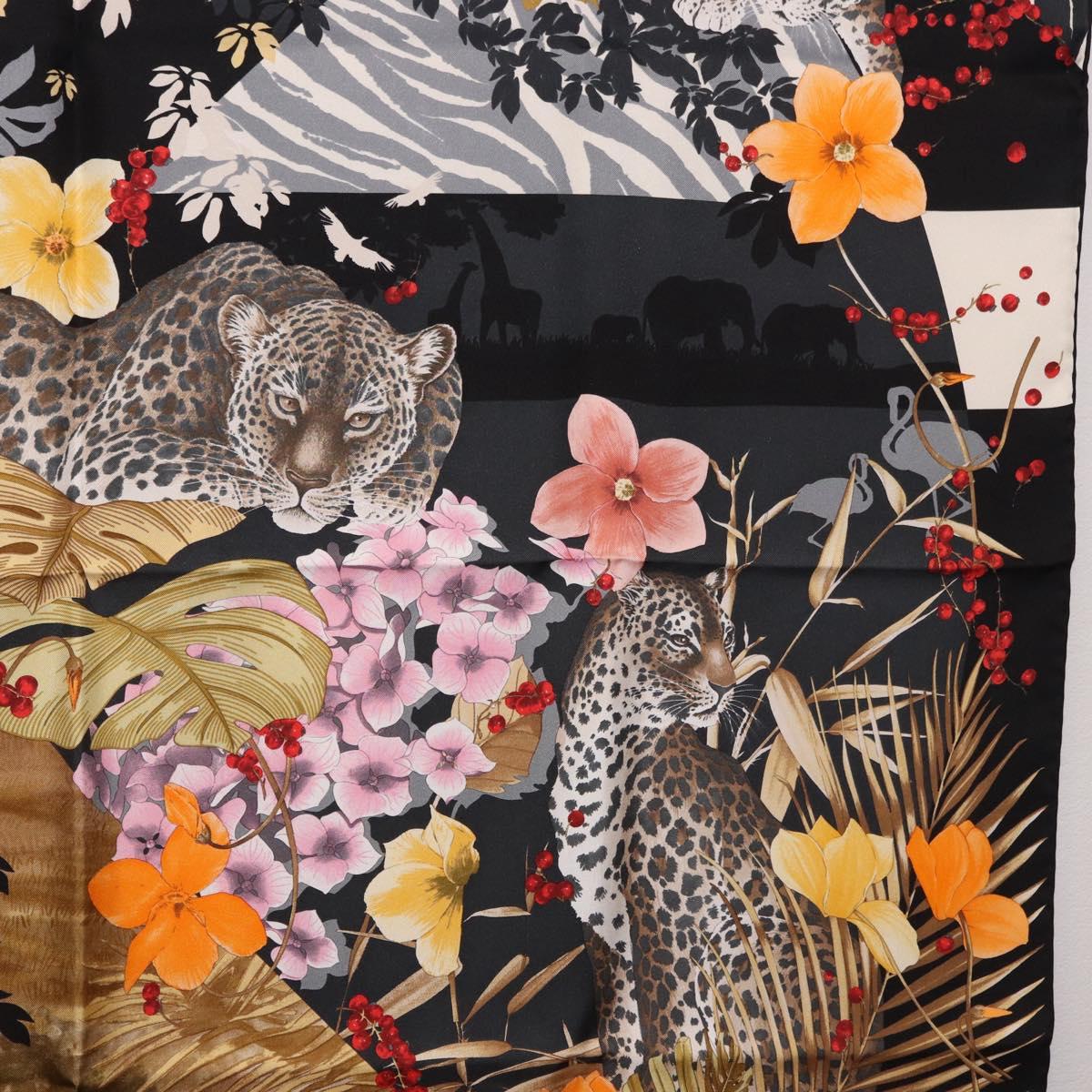 Salvatore Ferragamo Leopard Scarf Silk Multicolor Auth am12346M
