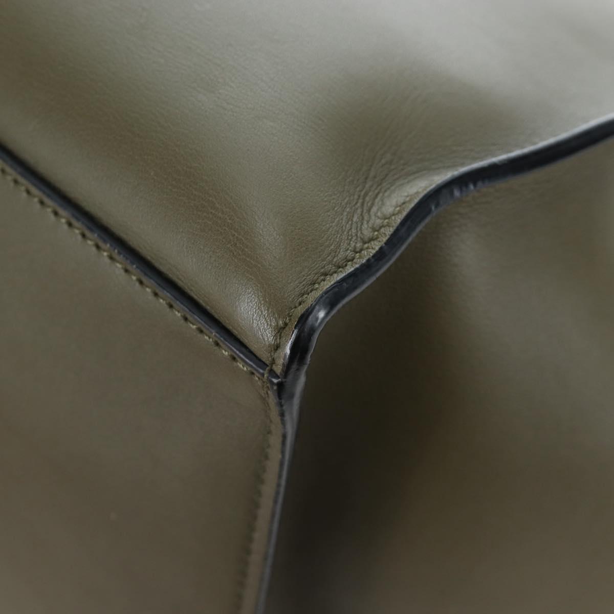CELINE Big Bag Small Hand Bag Leather Khaki Silver Auth am12347M
