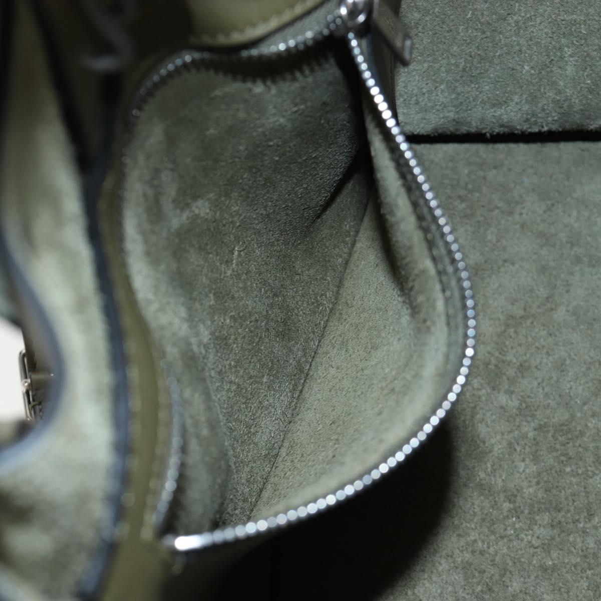 CELINE Big Bag Small Hand Bag Leather Khaki Silver Auth am12347M