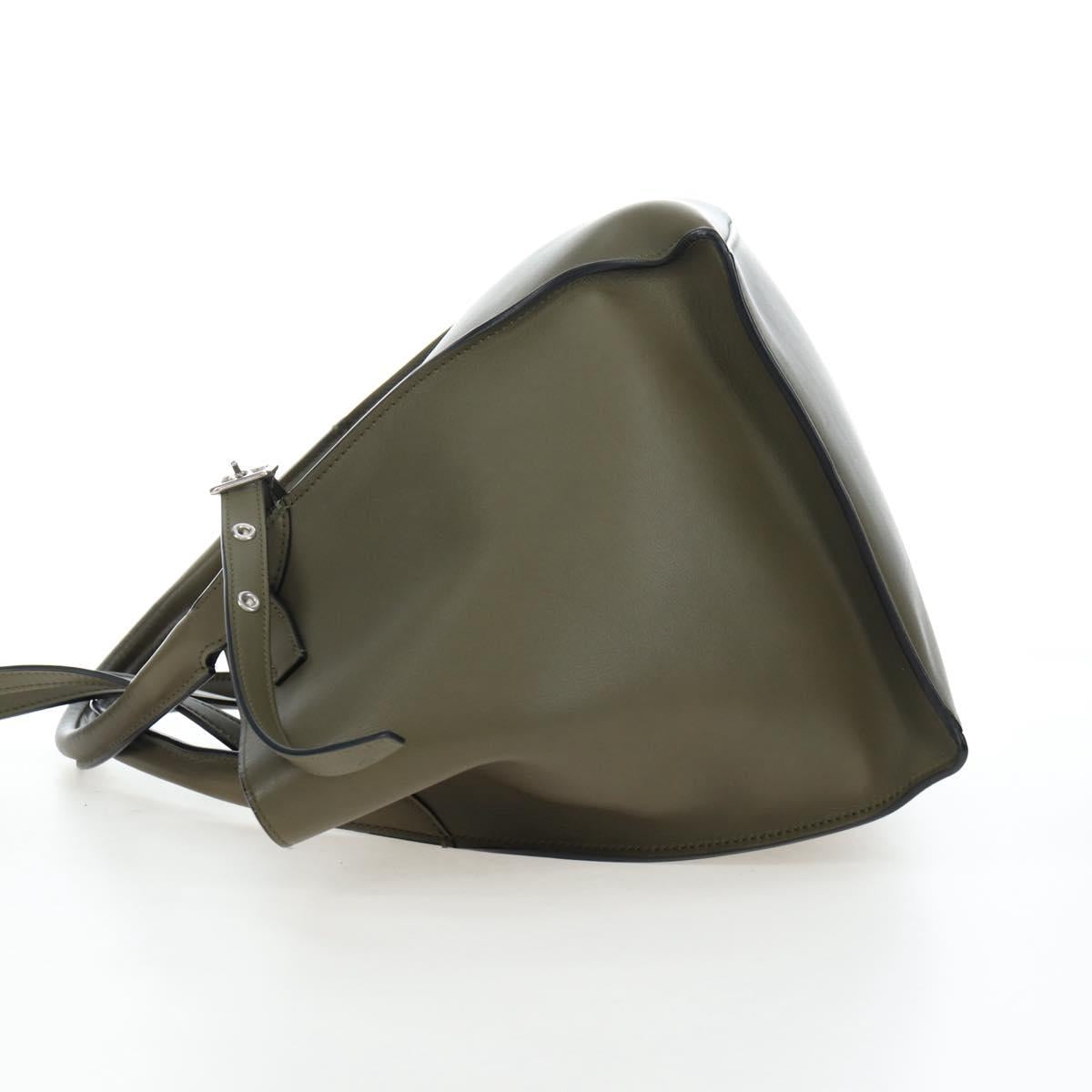 CELINE Big Bag Small Hand Bag Leather Khaki Silver Auth am12347M