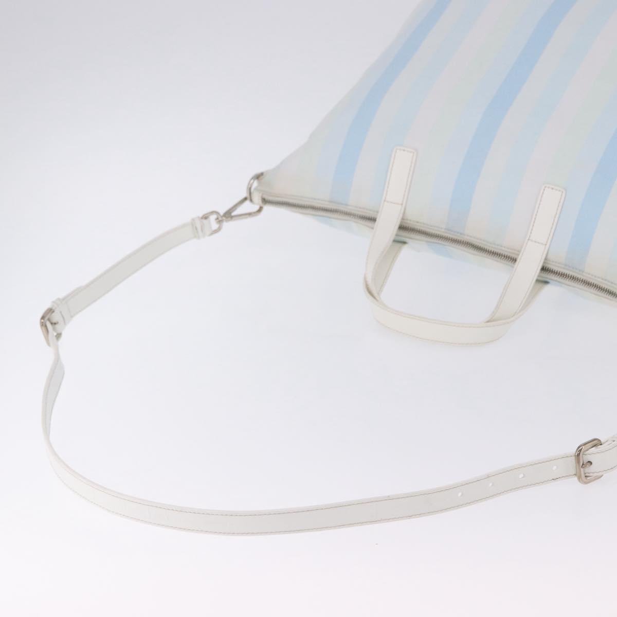 PRADA Tote Bag Canvas 2way Light Blue Silver B2052G Auth am12349A