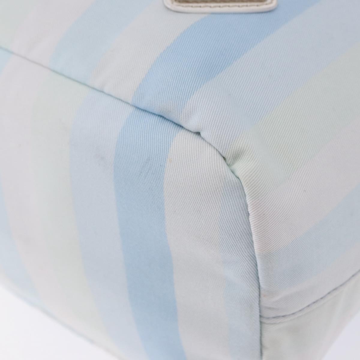 PRADA Tote Bag Canvas 2way Light Blue Silver B2052G Auth am12349A