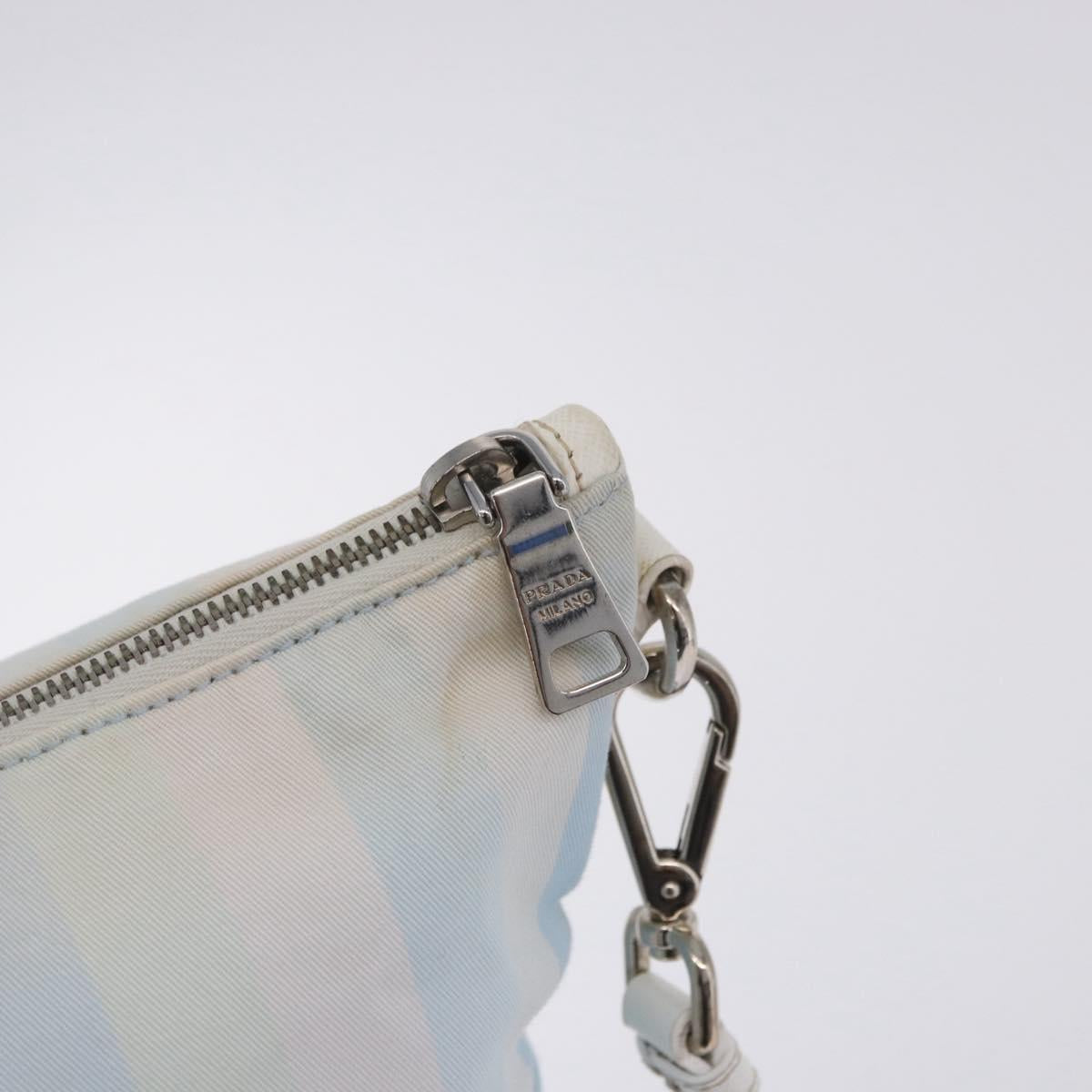 PRADA Tote Bag Canvas 2way Light Blue Silver B2052G Auth am12349A