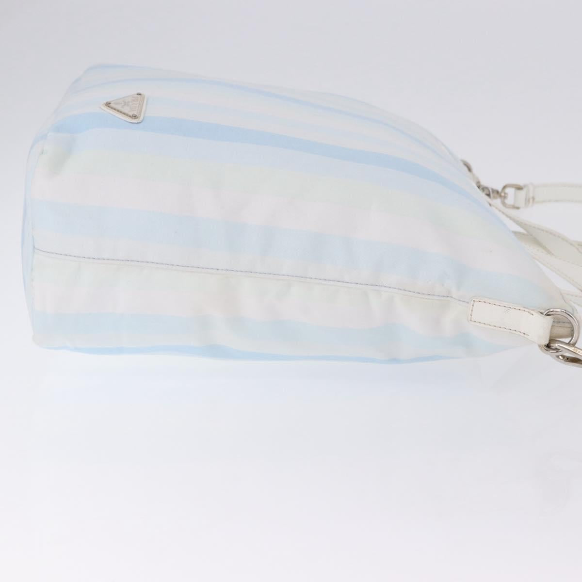 PRADA Tote Bag Canvas 2way Light Blue Silver B2052G Auth am12349A