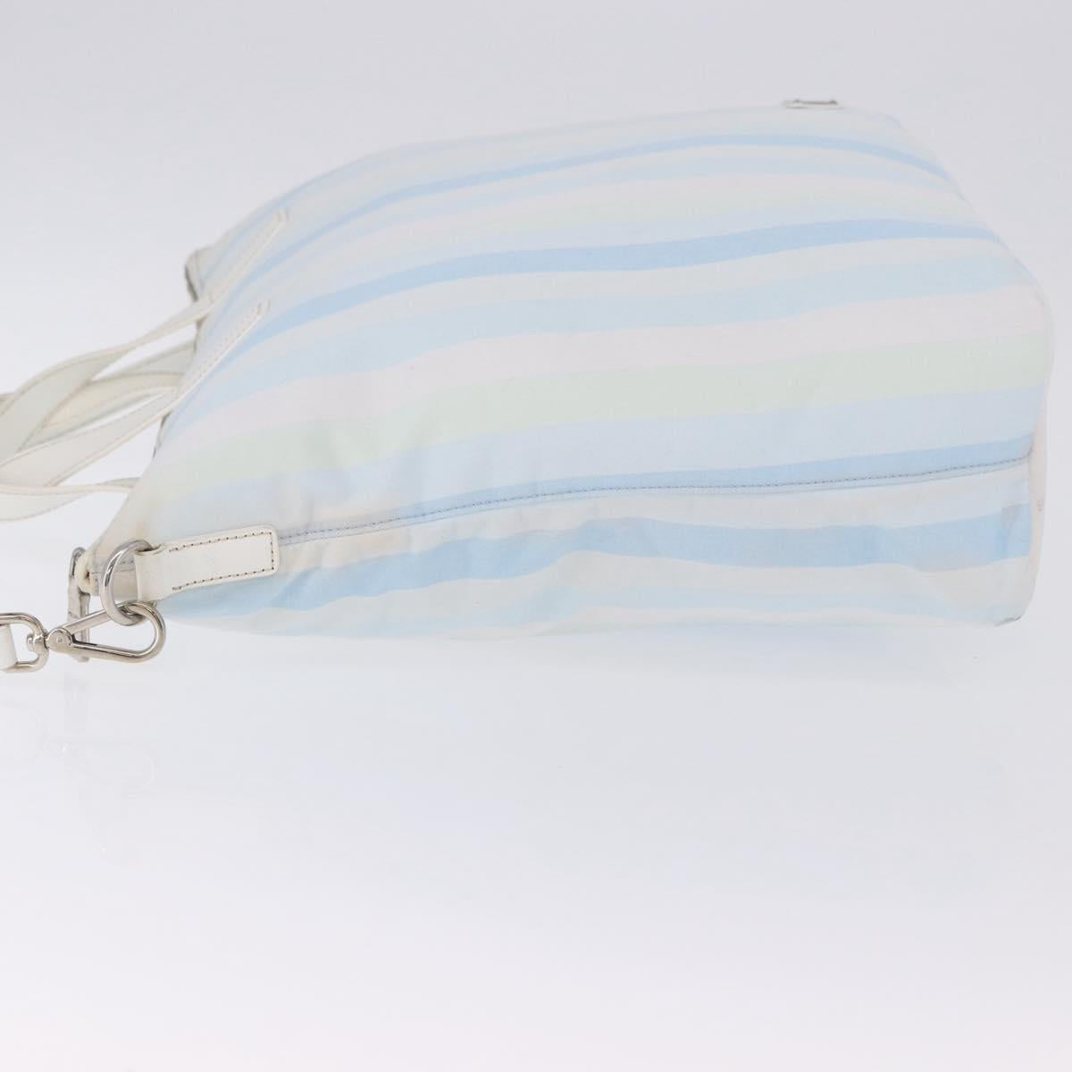 PRADA Tote Bag Canvas 2way Light Blue Silver B2052G Auth am12349A