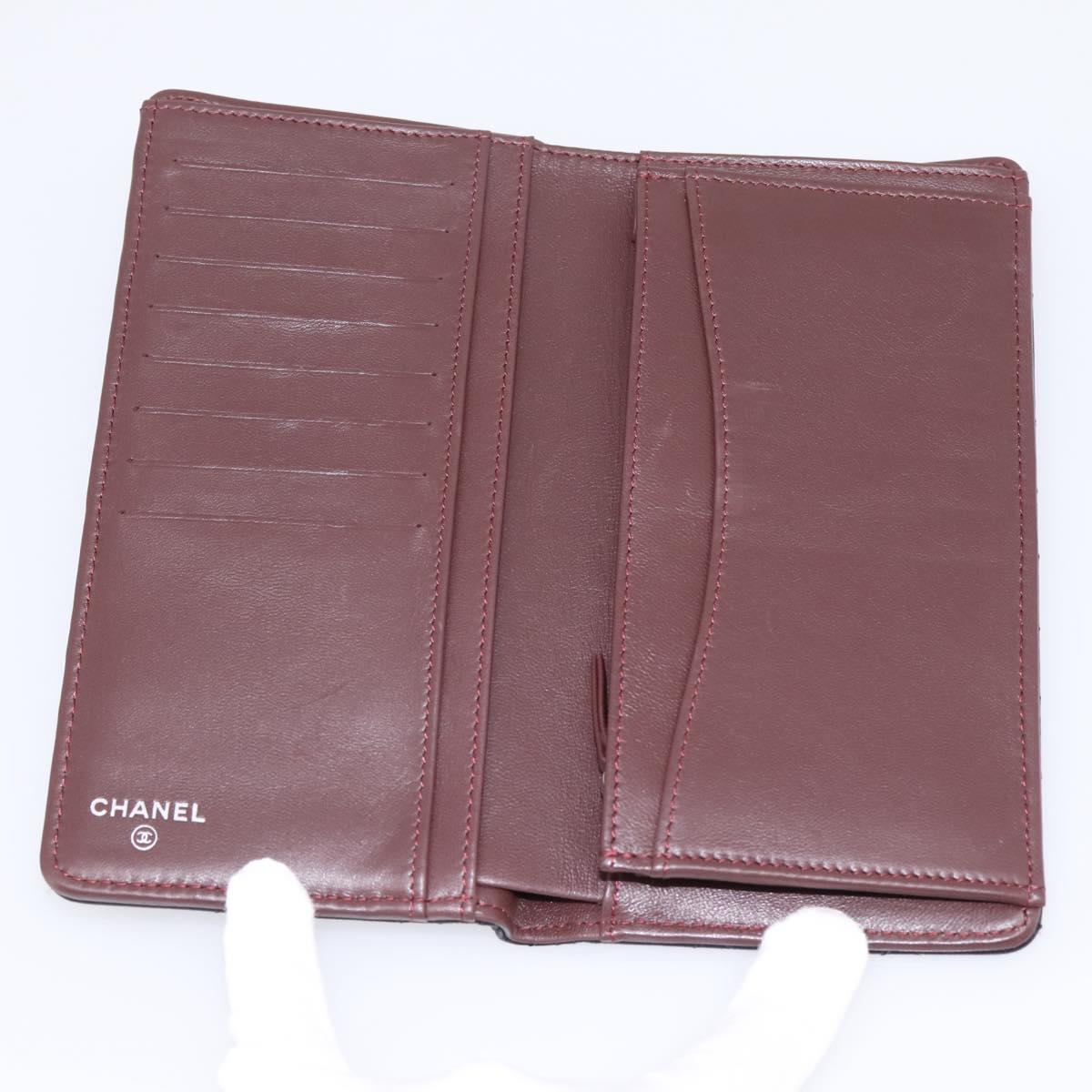 CHANEL Matelasse Long Wallet Lamb Skin Black CC Auth am12350M