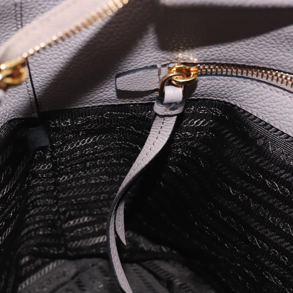 PRADA Shoulder Bag Taurillon Leather Gray Gold 1BE066 Auth am12351SAM