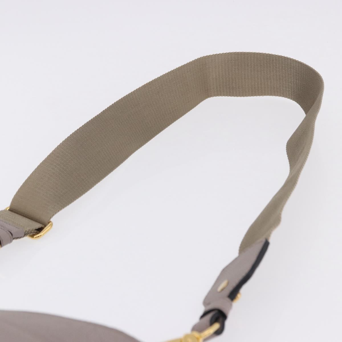 PRADA Shoulder Bag Taurillon Leather Gray Gold 1BE066 Auth am12351SAM