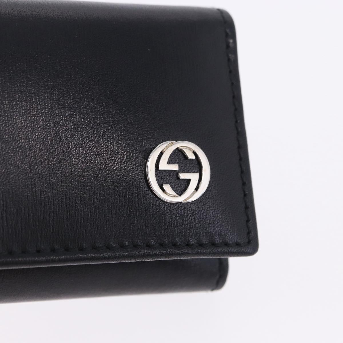 GUCCI Interlocking Key Case Leather Black Silver 115225 Auth am12352V