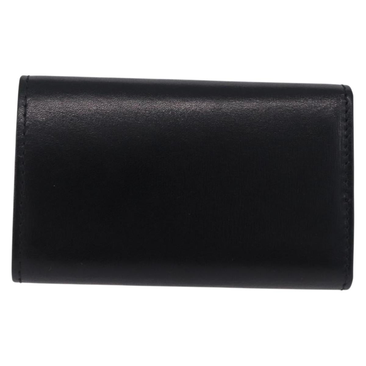 GUCCI Interlocking Key Case Leather Black Silver 115225 Auth am12352V