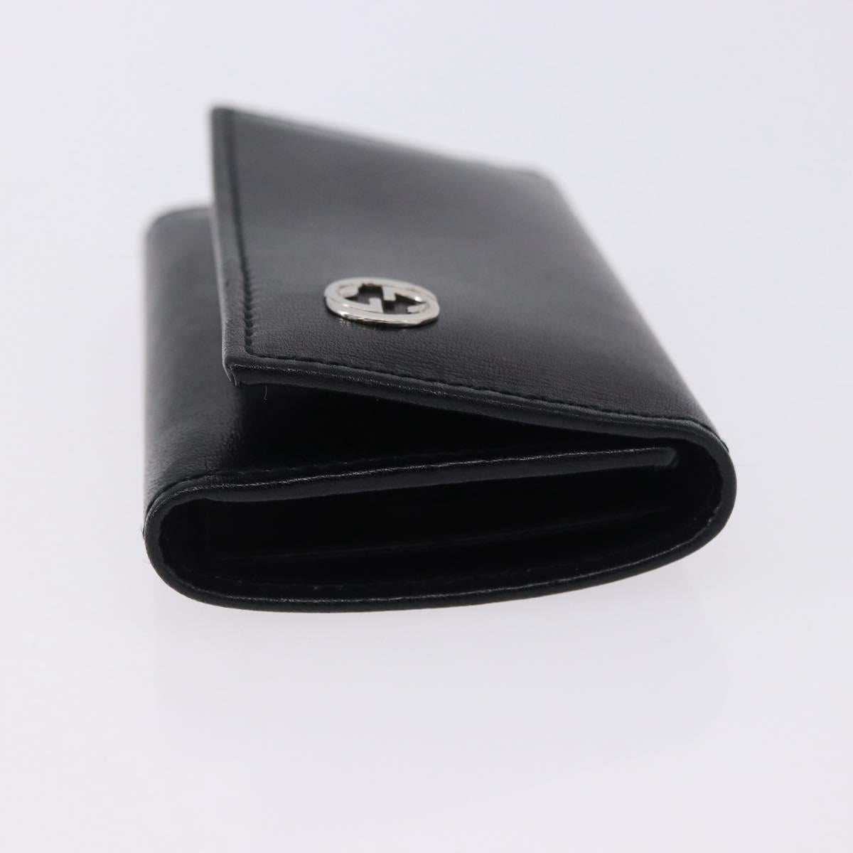 GUCCI Interlocking Key Case Leather Black Silver 115225 Auth am12352V
